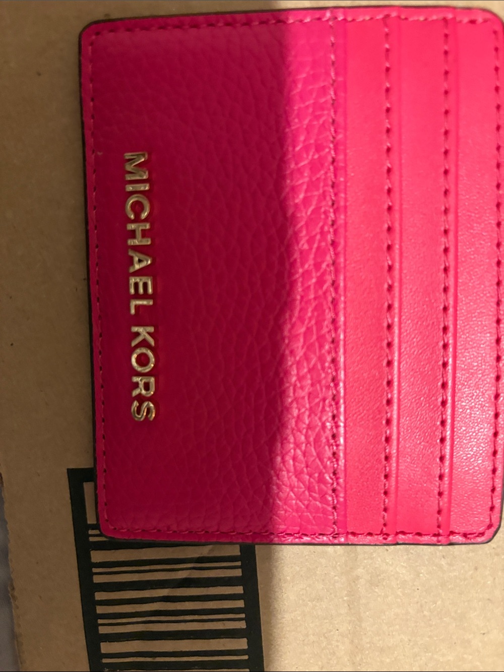 Michael Kors Bright Pink Leather Card Holder with Gold Logo. New wo tags - Picture 2 of 4